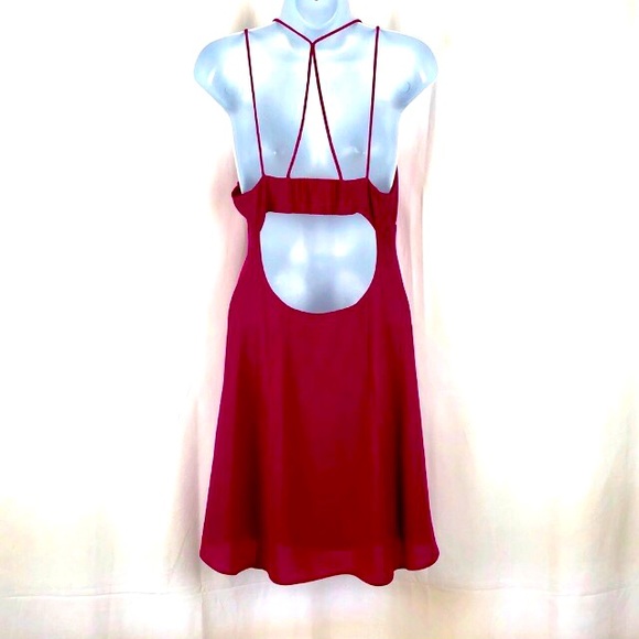 Express Red Sundress with Keyhole Open Back Double String Straps Lined - Picture 2 of 7